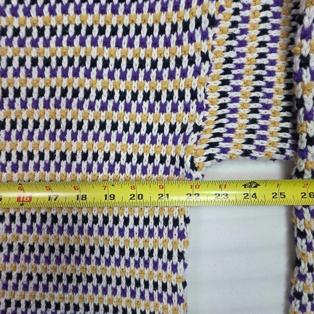 Vintage Eddie Bauer Mens Large Cotton Knit Sweater Multi-Color Crewneck Purple